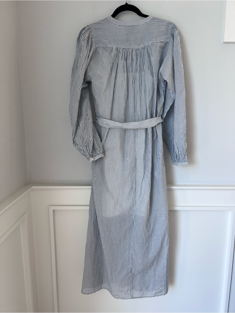 Universal Thread Light Blue Striped Button-Front Maxi Robe Dress - Picture 6 of 8